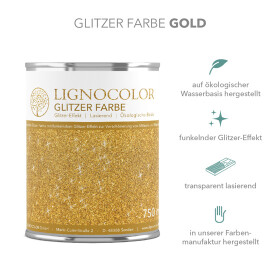 Lignocolor Glitzer Farbe 750 ml Gold