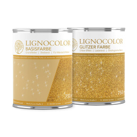 Lignocolor Set Glitzer Farbe + Basisfarbe (Gold)